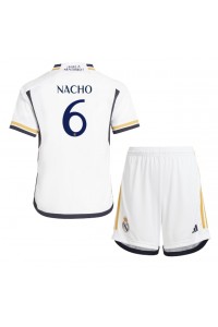 Real Madrid Nacho #6 Jalkapallovaatteet Lasten Kotipeliasu 2023-24 Lyhythihainen (+ Lyhyet housut)